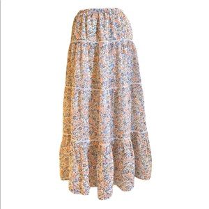 [New] Boho Country Floral Daisy Print Tiered Maxi Dress Size S